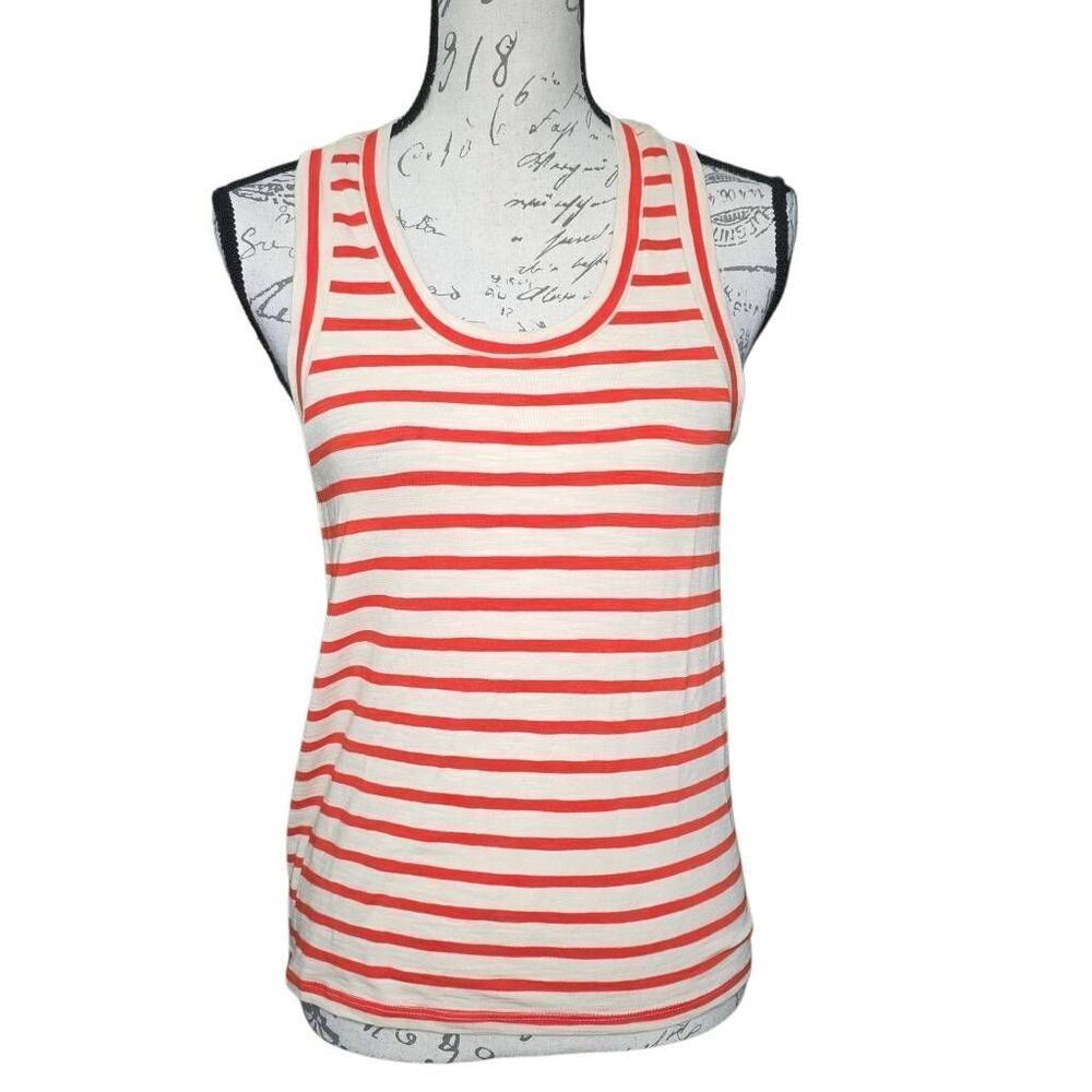 LNA Clothing Women's Size Large Orange Beige Walker Stripe Racerback Tank